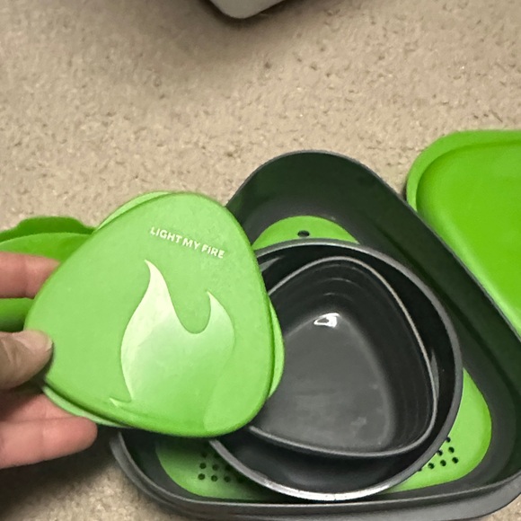 Green Camping Cook Set - Triangle Stackable Kit - Picture 6 of 8